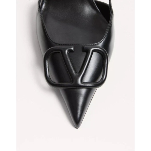 Valentino Black Slingback Heels with Buckle Detail